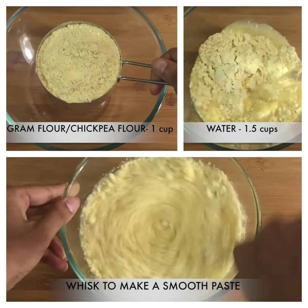 step to mix besan with water collage