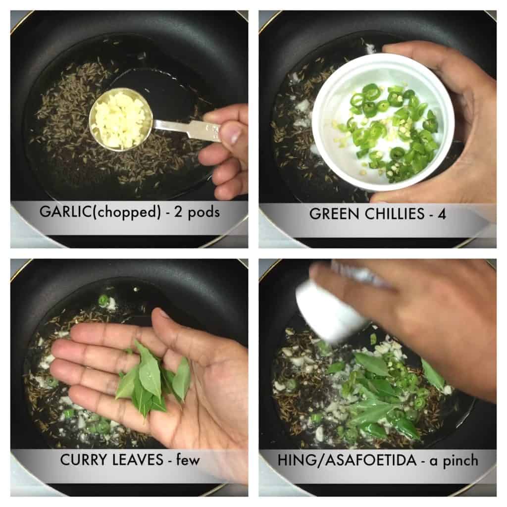 step to saute garlic and chillies collage