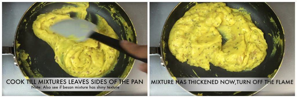 step to cook besan mixture collage
