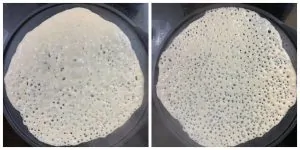 step to pour the batter on tawa collage