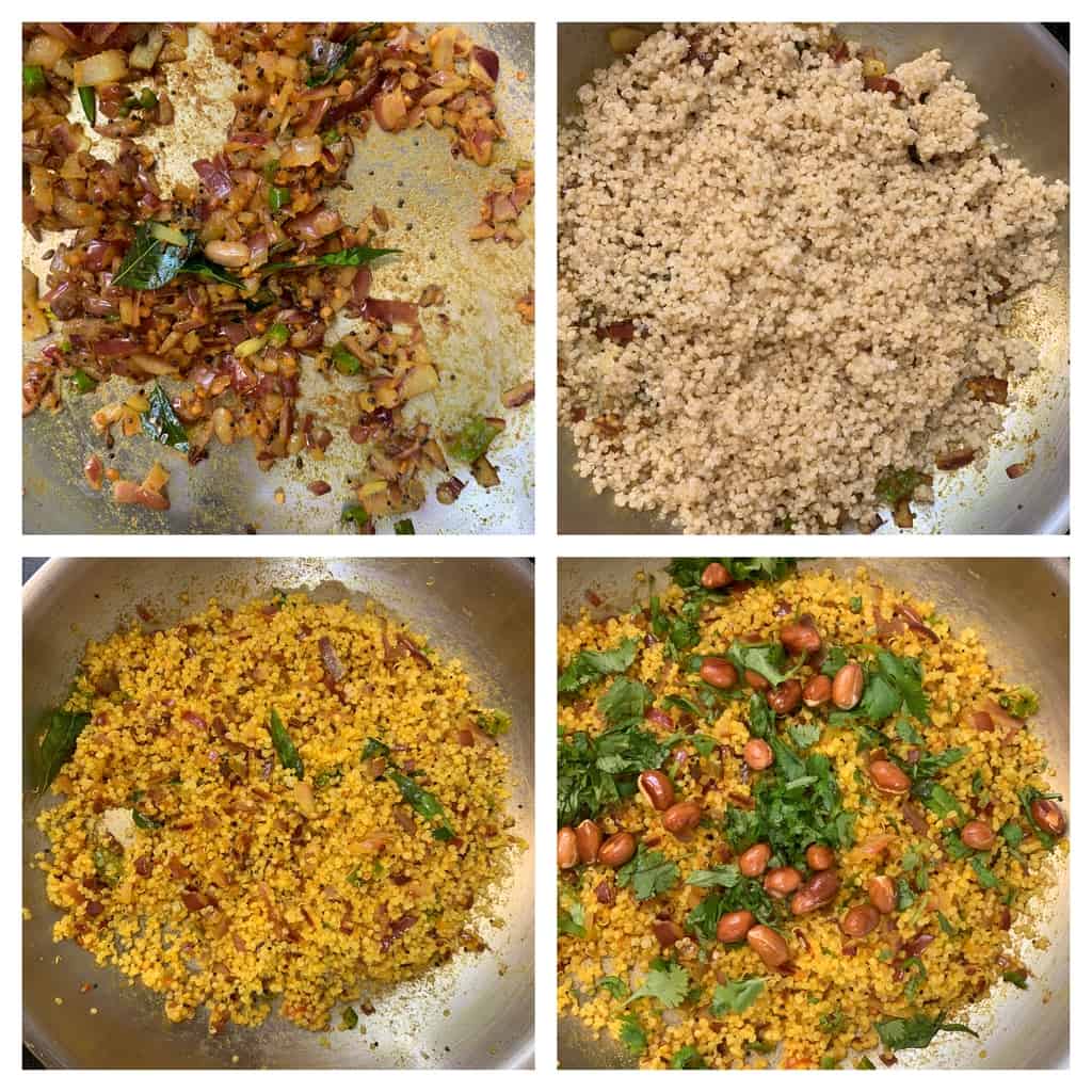 step to add cooked quinoa and lemon juice collage