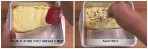 step to set the burfi in a tray collage