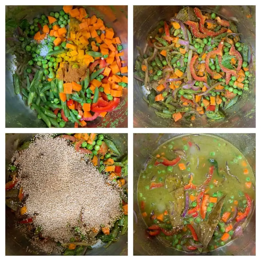 step to add vegetables and millet collage