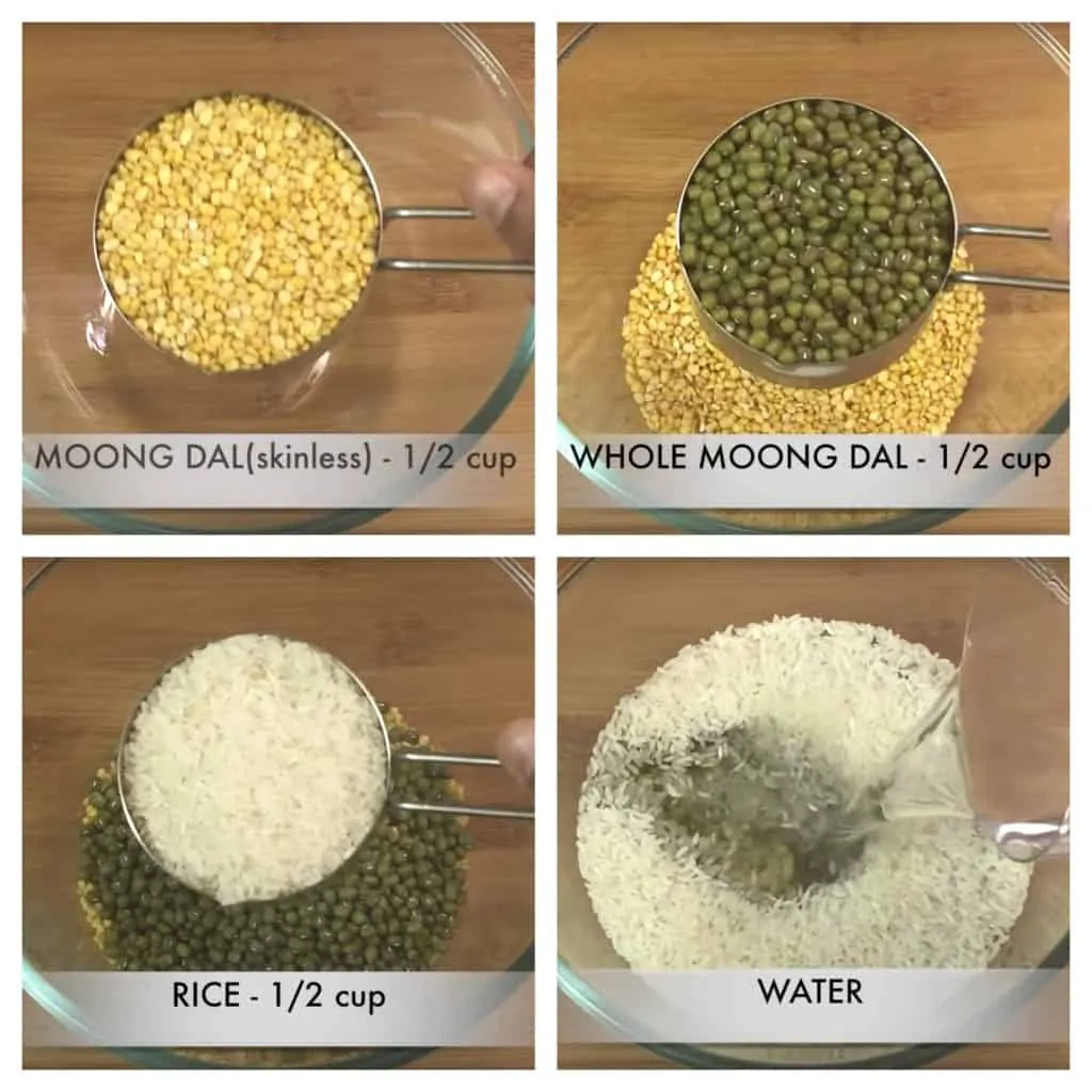 step to soak rice and moong dal collage