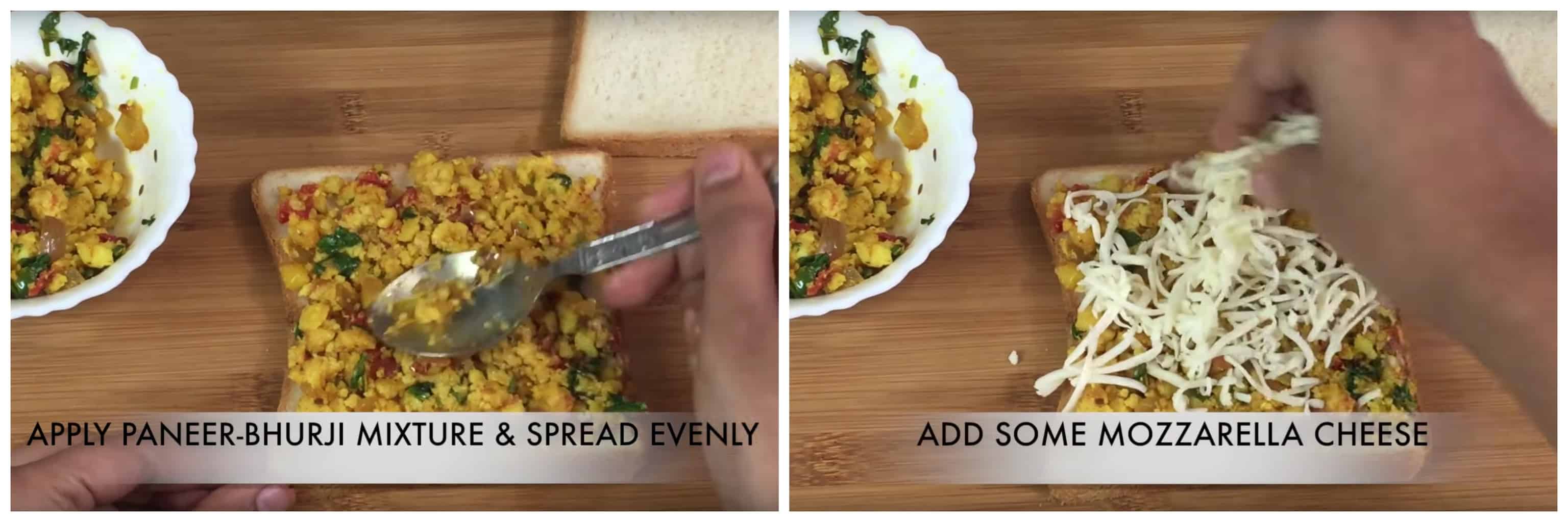 add the paneer bhurji masala on bread 