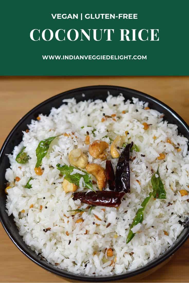Coconut Rice Recipe | How to Make Coconut Rice - Indian Veggie Delight