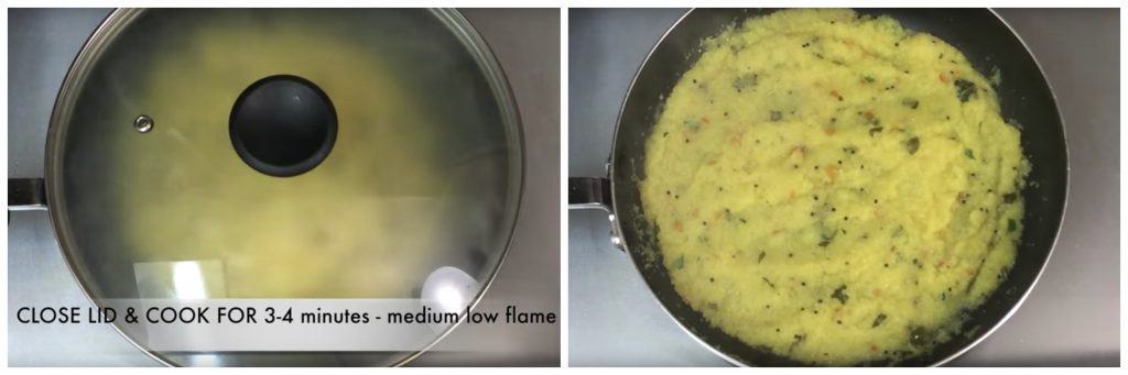 step to cook the rava upma on the stove collage