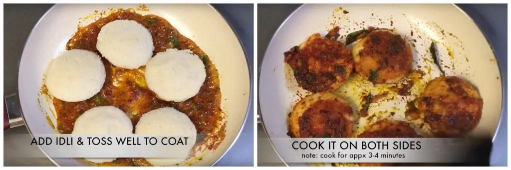step to cook idli in the podi mixture collage