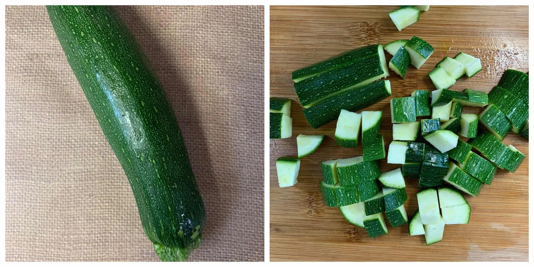 step to dice the zucchini collage