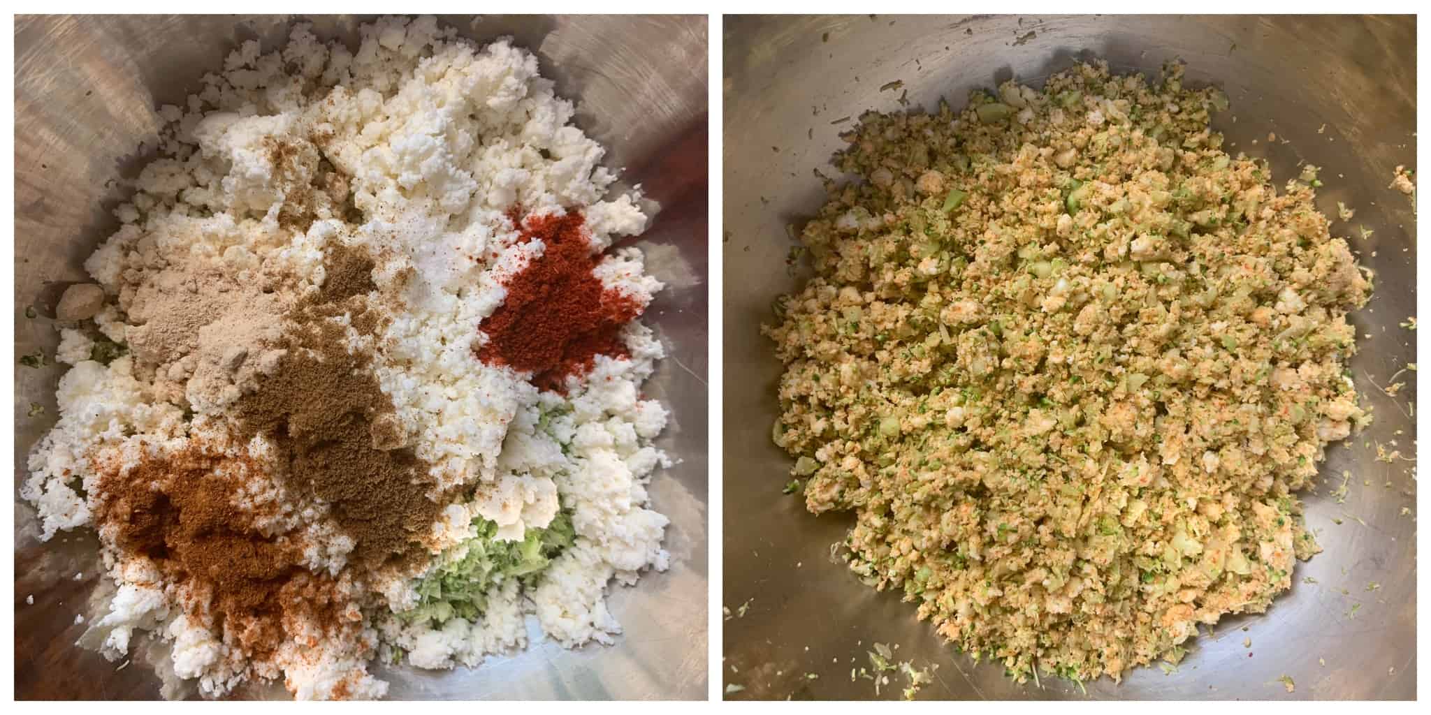 step to add spices to mixture collage