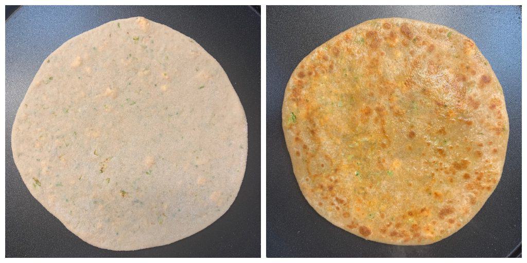 step to fry flatbread on the tawa collage