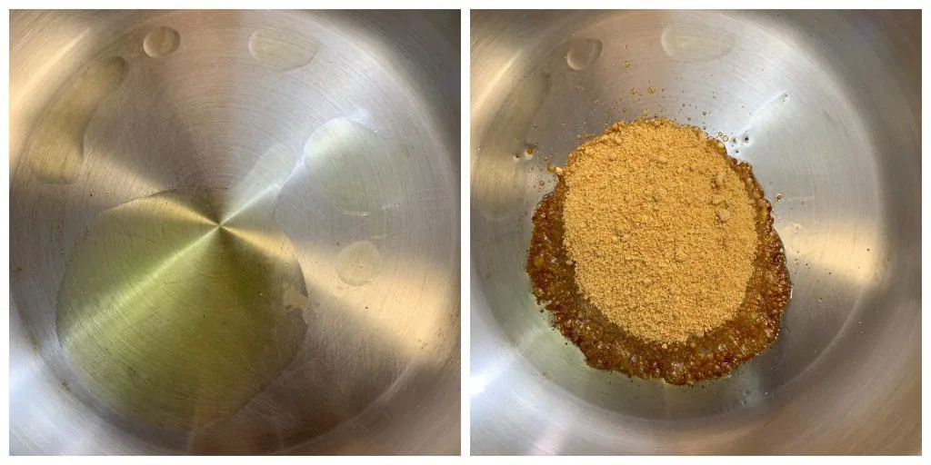 step to add jaggery to ghee collage