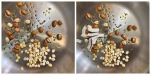 step to roast dry coconut and dalia collage