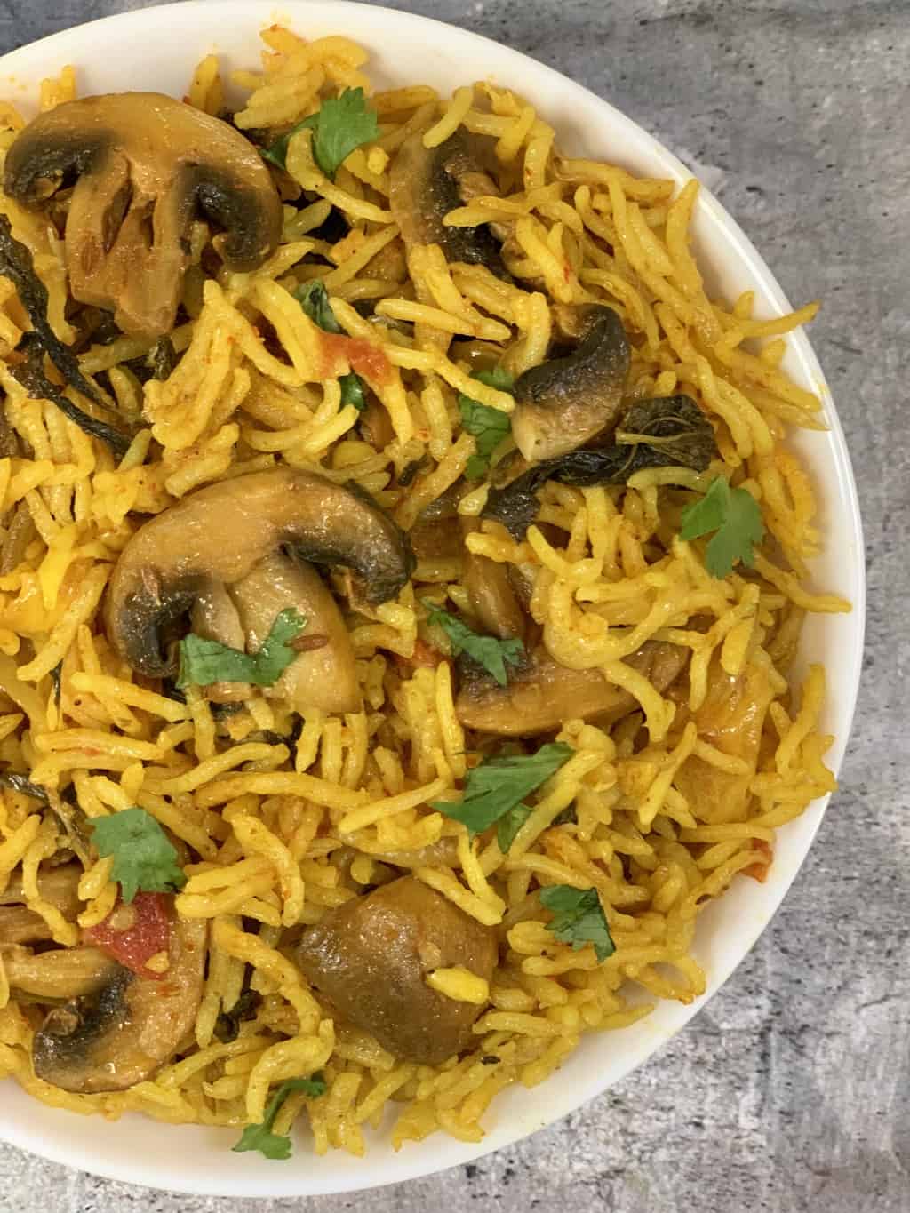 instant pot mushroom biryani served in a bowl