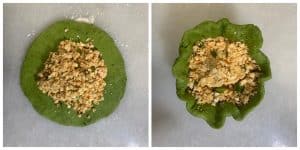 step to stuff the paneer filling to spinach paratha collage