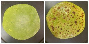 step to fry spinach stuffed paratha on tawa collage