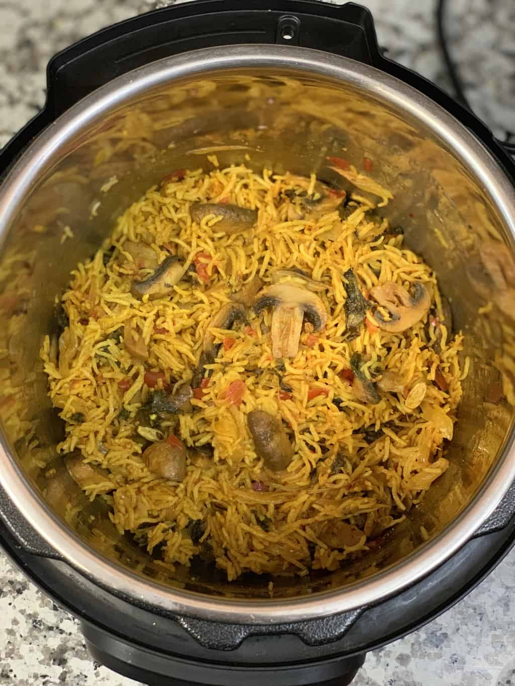 mushroom biryani in instant pot insert