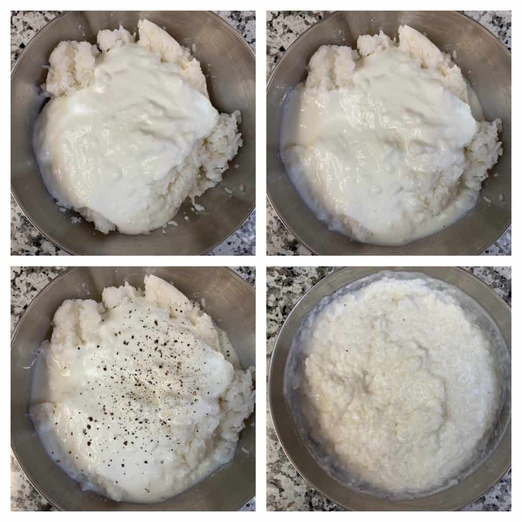 step to add whisked curd into rice collage 