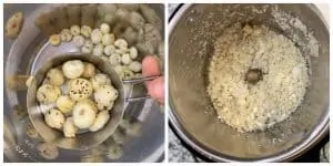 step to blend roasted makhana in to powder collage