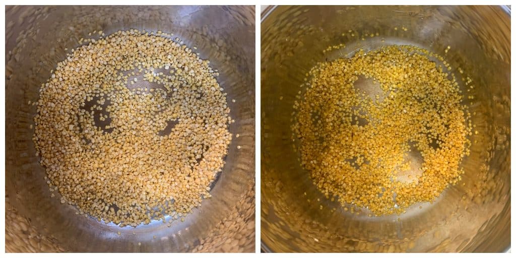 step to roast moong dal till light brown collage