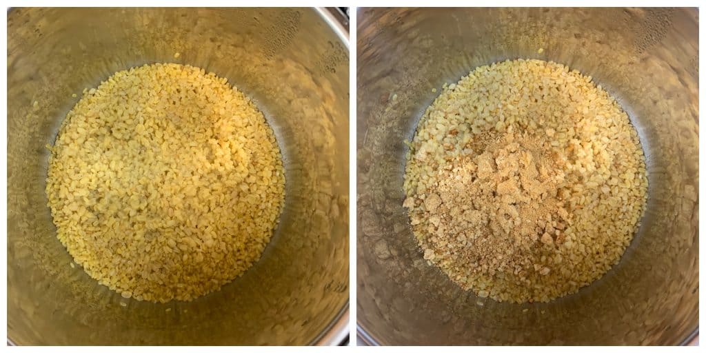 step to add jaggery to cooked moong dal collage