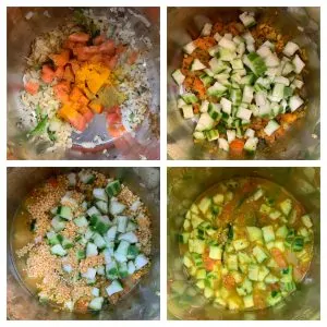 step to cook lentils ridge gourd and tomato collage