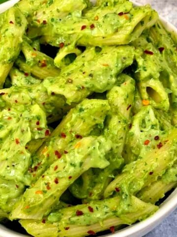 Creamy Avocado Pasta served in a bowl