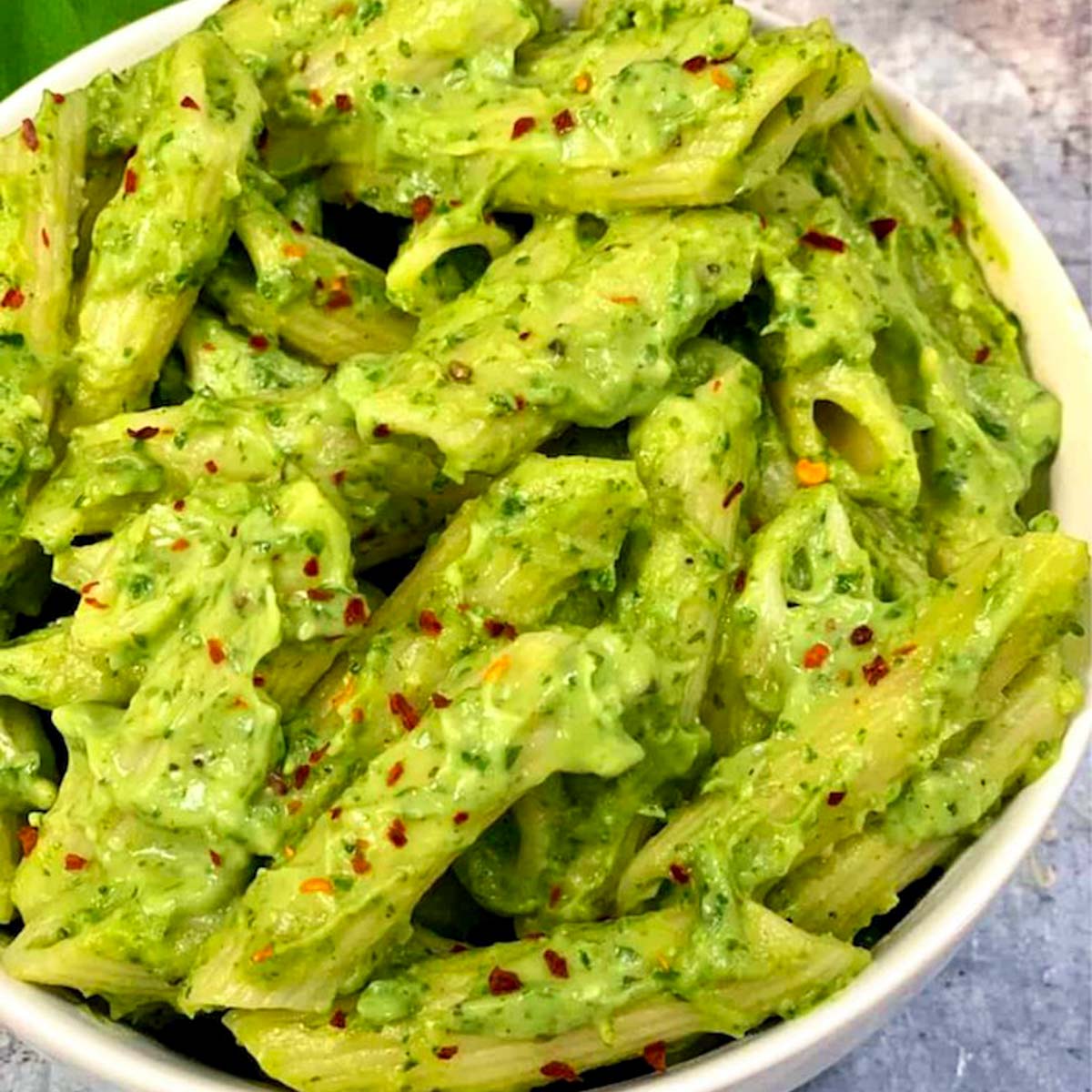 Creamy Avocado Pasta served in a bowl