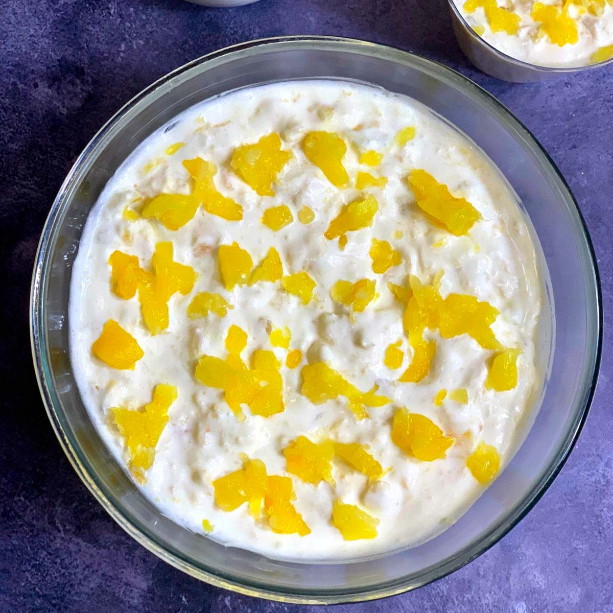 pineapple dessert served in a glass bowl