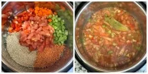 step to add masoor dal and veggies collage