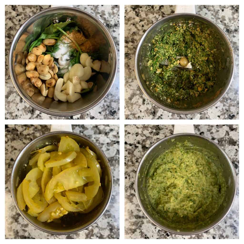 step to blend green tomato chutney collage