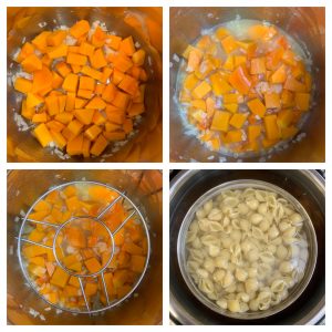 step to add butternut squash nad cook pasta pot in pot collage