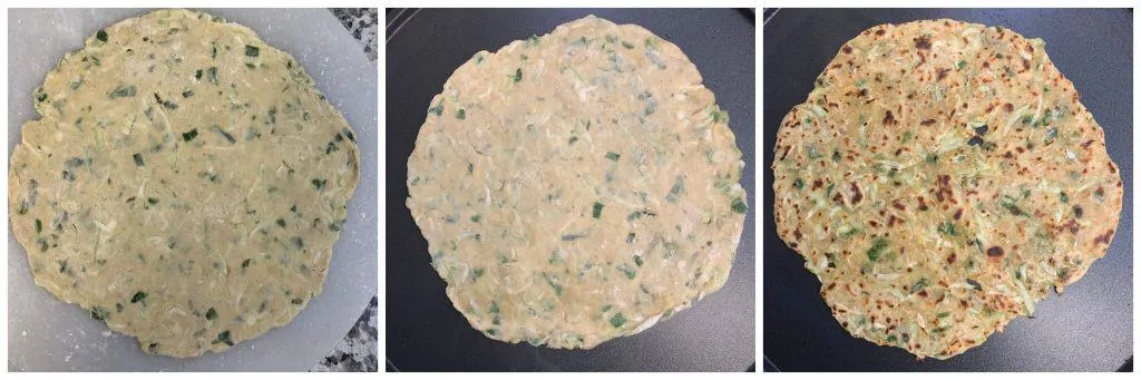 étape pour rouler les parathas et faire frire le collage