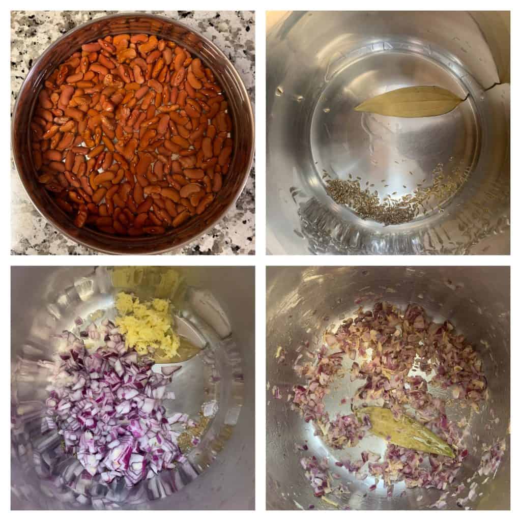step to saute onion and ginger garlic collage
