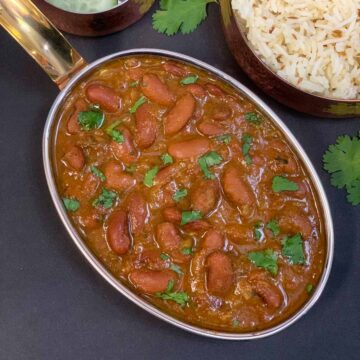 Punjabi Rajma Masala served in a bowl with jeera side on the side