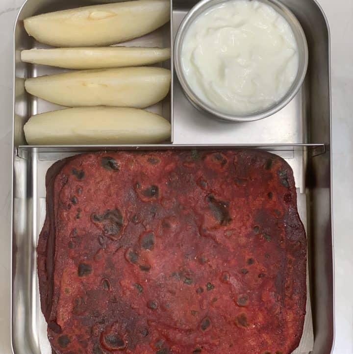 Beetroot Paratha + Yogurt + Pear