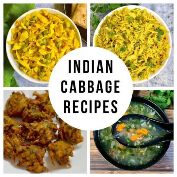 indian vegetarian cabbage collection collage