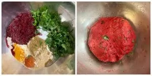 step to make beetroot paratha dough collage