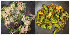 step to add besan and stir fry collage