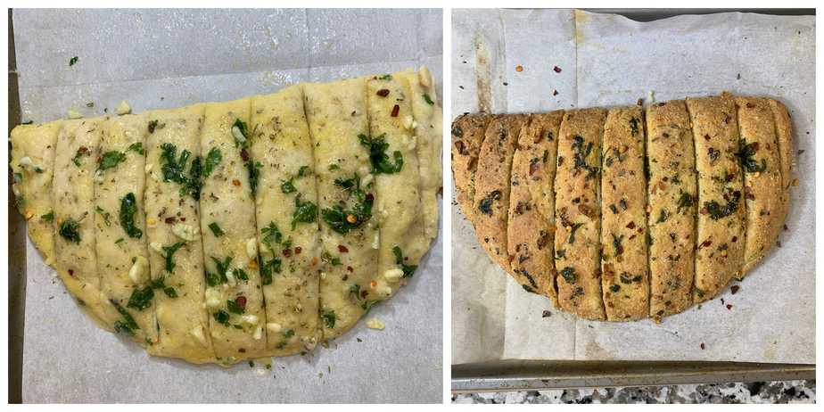 step to bake dominos garlic bread collage