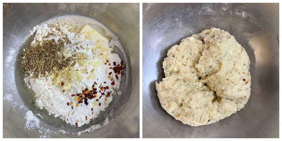 step to knead the bread dough collage