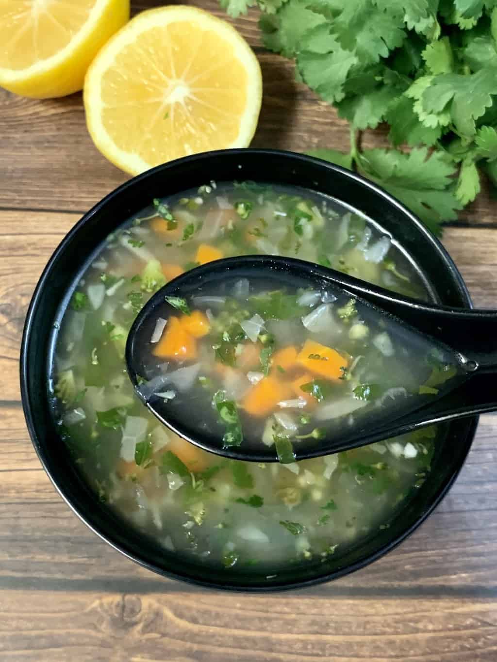Lemon Coriander Soup Recipe - Indian Veggie Delight