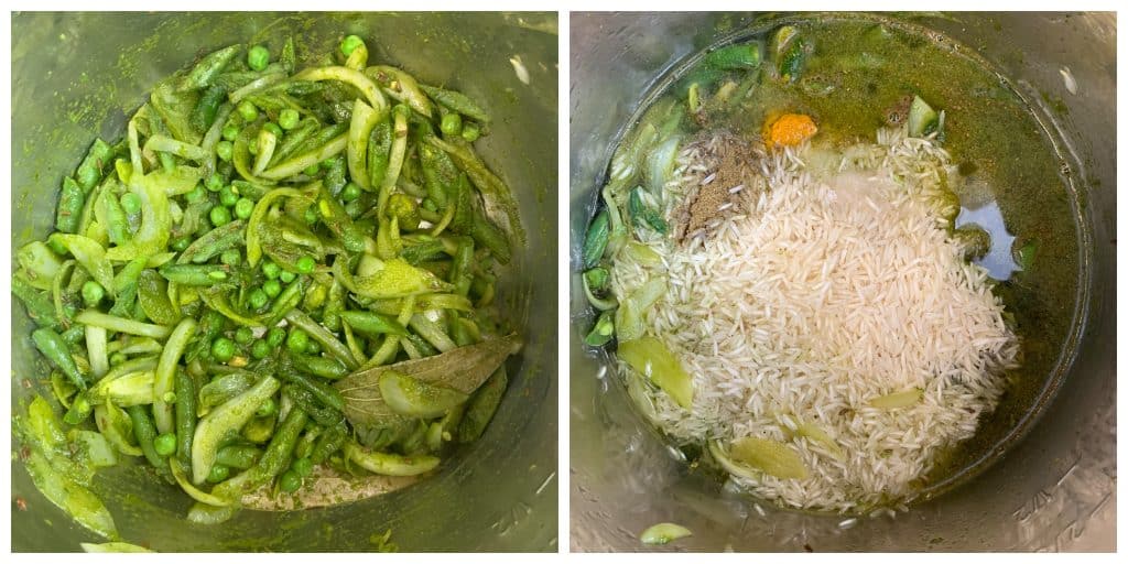 step to add rice and pressure cook collage