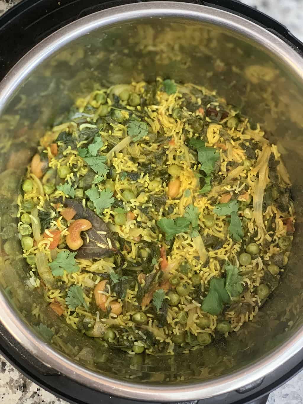 spinach rice in the instant pot insert