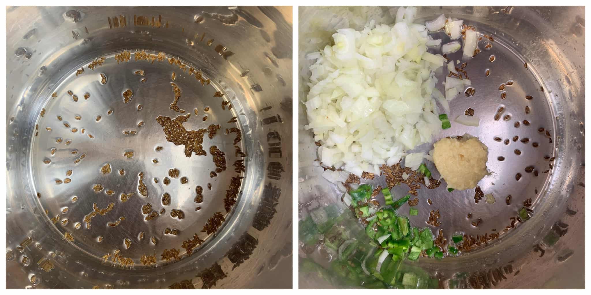step to saute onion ginger garlic paste collage