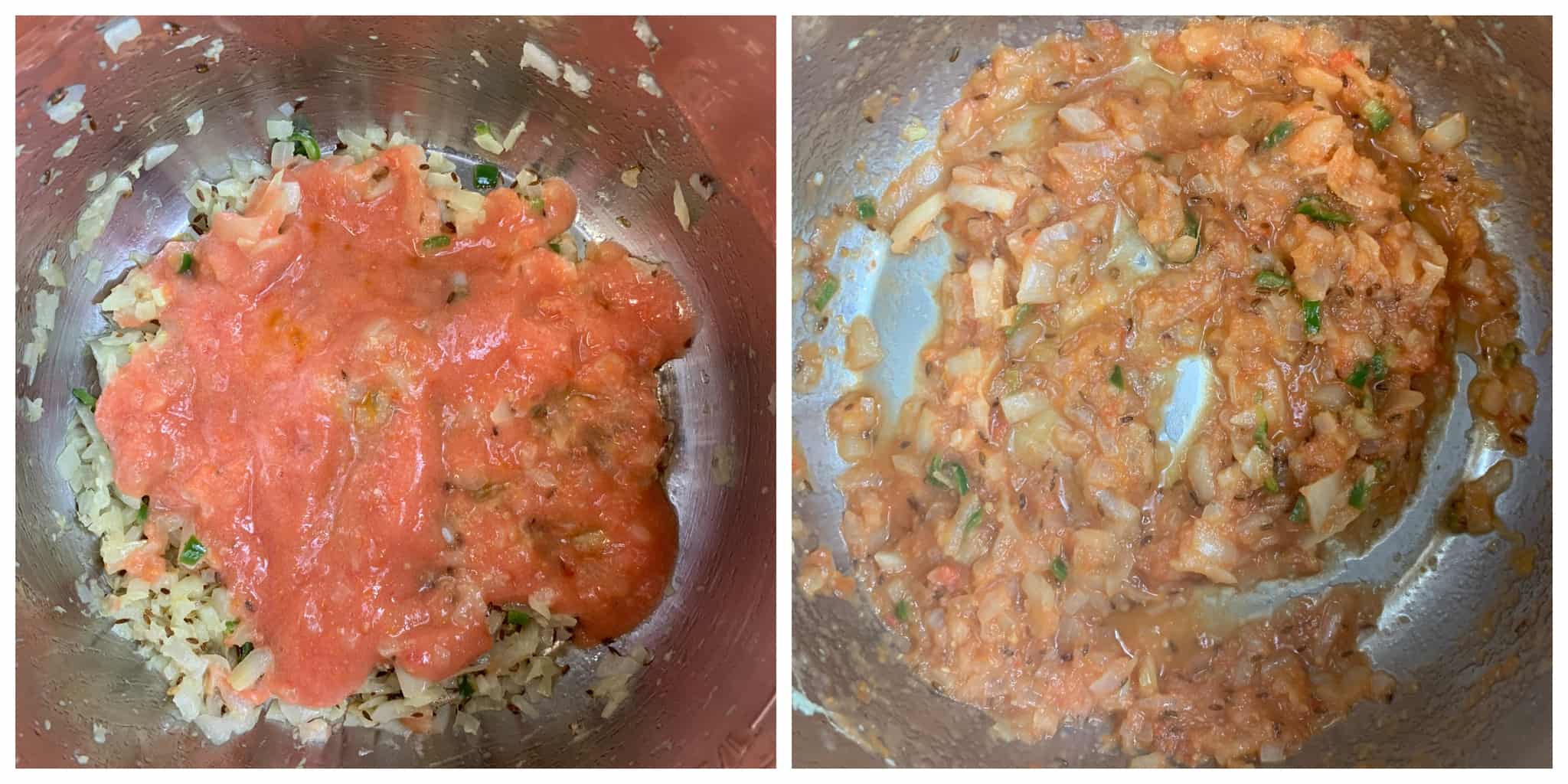 step to add pureed tomato collage