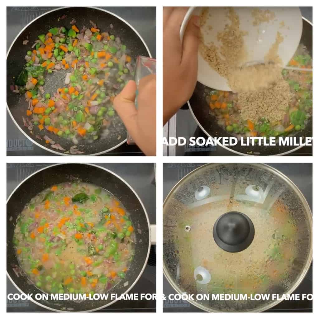 step to add water and soaked millet collage