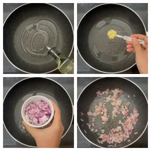 steps to saute onions for masala maggi by sauting onions and ginger garlic collage