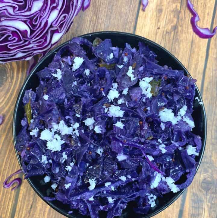 Purple Cabbage Poriyal (Instant Pot & Stovetop) Indian Veggie Delight