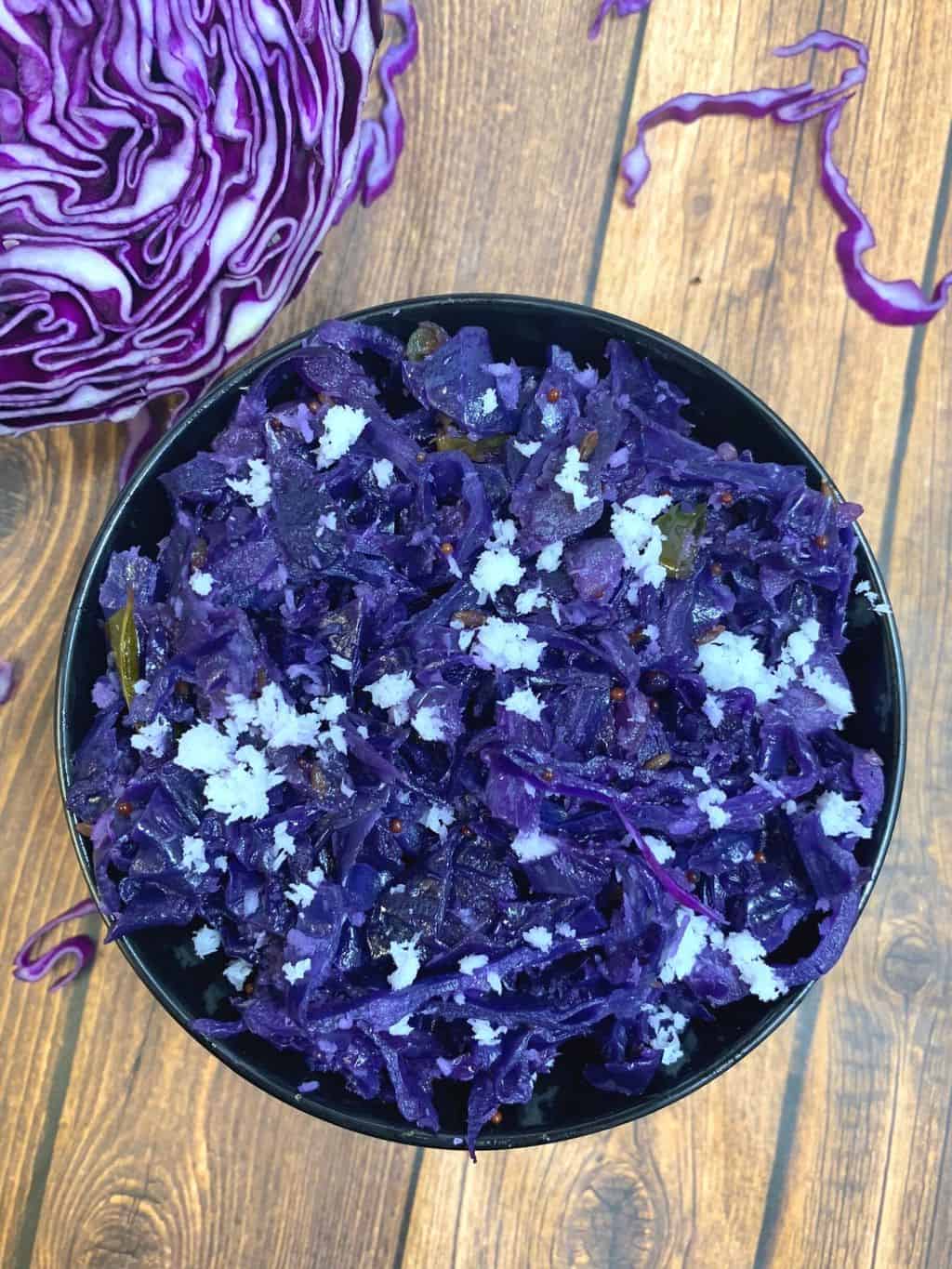 purple cabbage poriyal